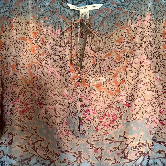 Diane von Furstenberg Silk Printed Blouse - Picture 7 of 9